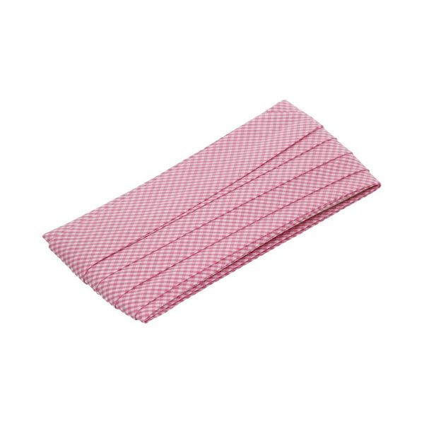 Косая бейка хлопковая 20 мм / 5 шт по 5.4 метра, №102C розовый/клетка, Gamma GBF-20
