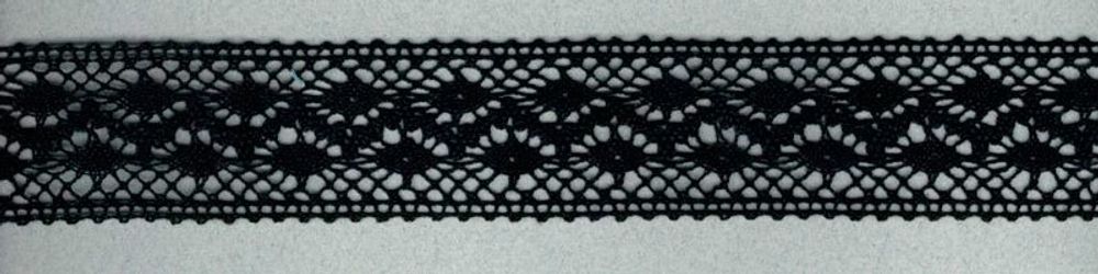 Кружево вязаное (тесьма) 35 мм, черный, 30 метров, IEMESA, 54932