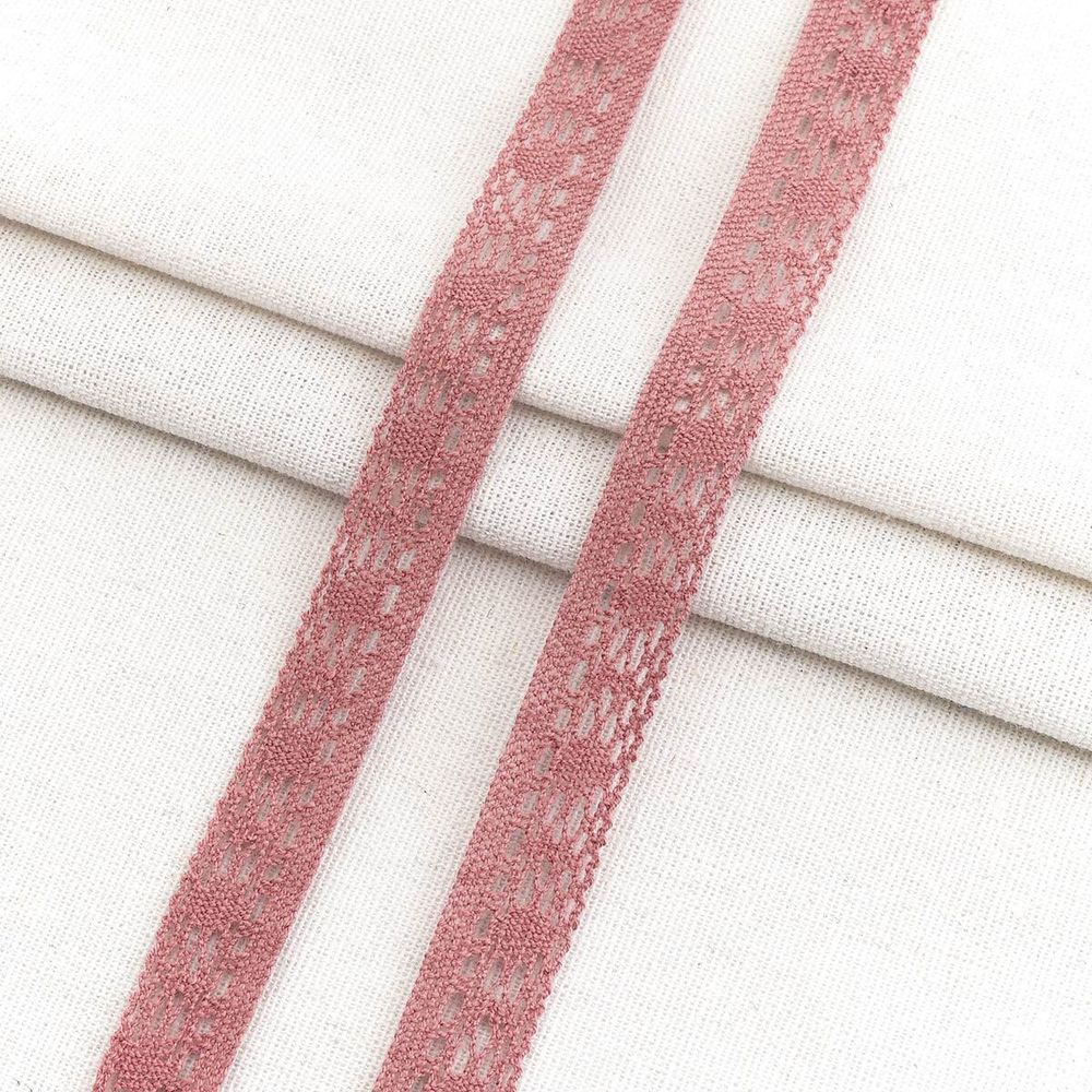 Тесьма отделочная 16 мм / 18.2 метра, А7173 хлопок, вязаная, пыльная роза, 21209