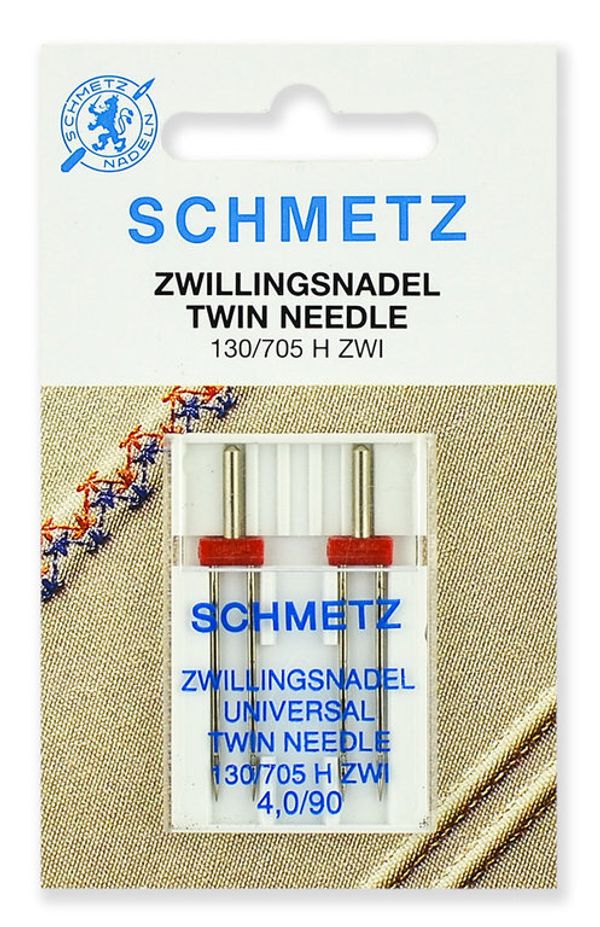 Иглы для швейных машин базовые универсальные 130/705 H ZWI, №90/4.0, двойные, (5 упак по 2 иглы), 70:40.2.DDS, SCHMETZ