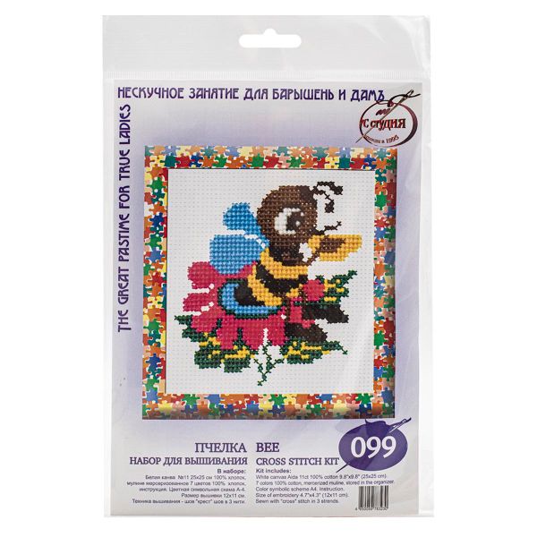 Набор для вышивания нитками РС Студия, Пчелка 12х11 см
