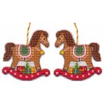 Набор для вышивания нитками Овен, Ёлочная игрушка. Лошадка 9,3х9,6см