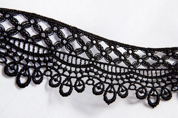 Кружево гипюр (плетёное) 43 мм / 10 м, черный, Gamma GGM-4303