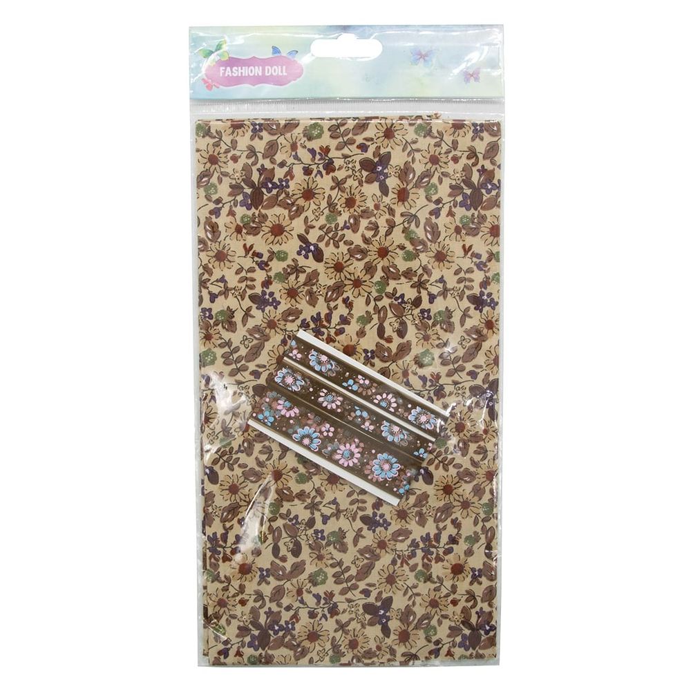 Ткань для рукоделия в наборе х/б с лентой 48х50см+1м+1м (25723/25320 коричневый) 29490