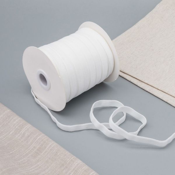 Лента бархатная (тесьма) эластичная 10.0 мм / 32.9±2 метров, 01 белый