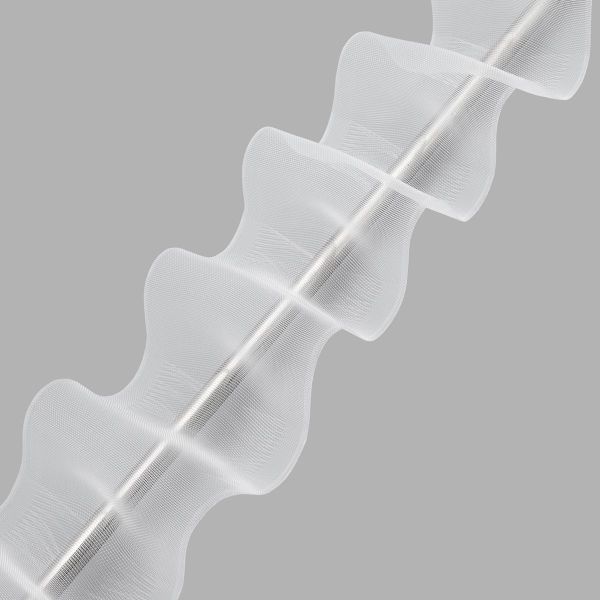 Лента (тесьма) шторная для карниза-трубы 100 мм / 10 метров, имитация люверсов, прозрачный ТУ, C95M