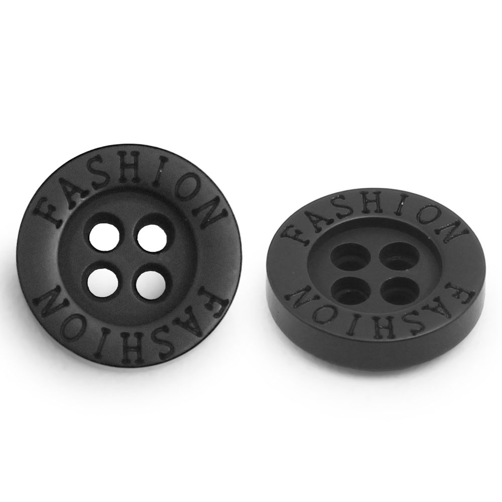 Пуговицы 4 прокола 18L (11мм), (Black (черный)) NE77, 72 шт