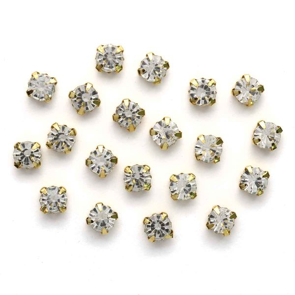 Хрустальные стразы в цапах/золото, 8мм, 20 шт/упак, Astra&Craft (01 прозрачный), 4AR167/168