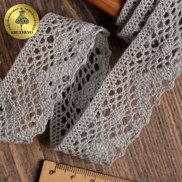 Кружево вязаное (тесьма) 30 мм / 10 метров, цв.25 св.серый, Kruzhevo