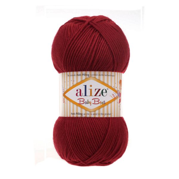 Пряжа Alize (Ализе) Baby Best / уп.5 мот. по 100 г, 240м, 390 вишневый A