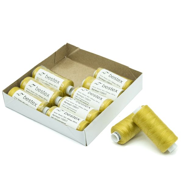 Нитки швейные бытовые Bestex 40/2, 365 м (400 ярд) / 10 кат., 014 зелено-желтый