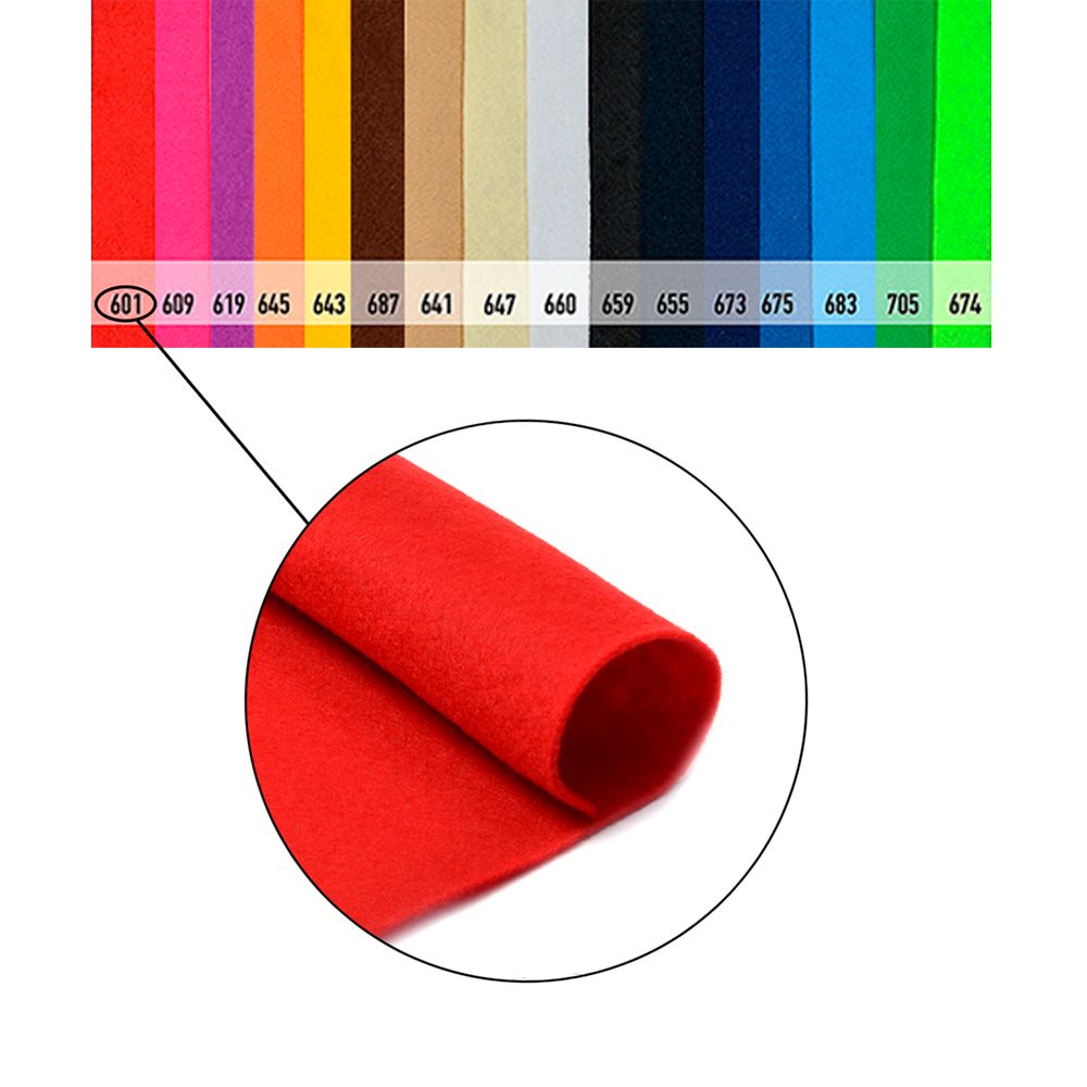 Фетр рулонный мягкий 2.0 мм, 100 см, рул. 5 метров, цв. 601 красный