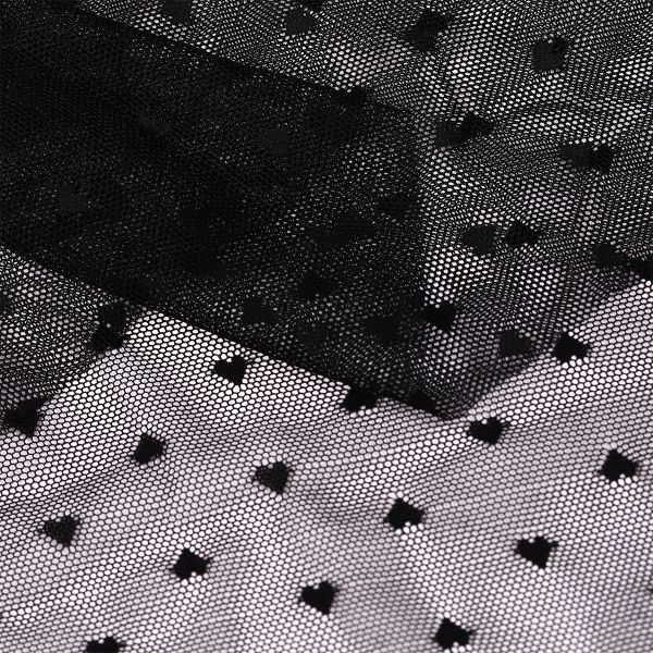 Сетка бельевая эластичная 55 г/м², шир.150 см / 1 метр, Сердечки, цв.черный /OLG015.170.1/