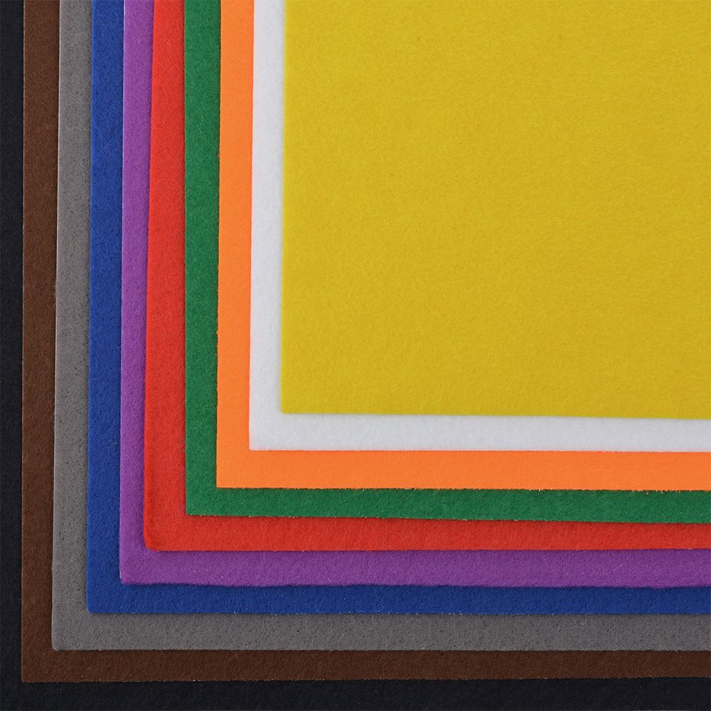 Фетр листовой клеевой мягкий 1.6 мм, 20х30 см, SA3, уп. 10 листов, цв. ассорти