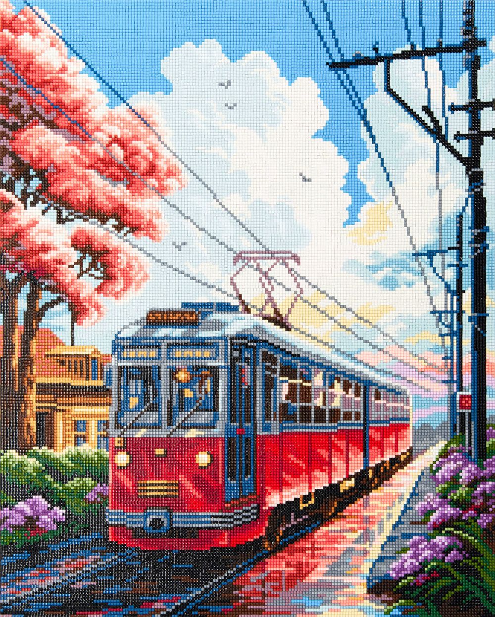 Кристальная (алмазная) мозаика Фрея ALPD-286, на подрамнике, Трамвай, 40х50 см