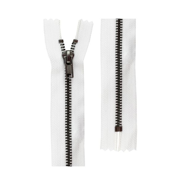 Молния металл Т5 (5 мм) 1 зам., н/раз., 18 см, оксид (черный никель), 10 шт, №101 белый, Gamma ZIP 5B