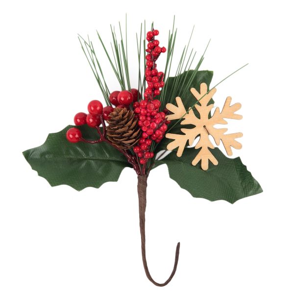 Веточка декоративная с шишкой и ягодами, 6 шт, 22 см, Blumentag VDD-121