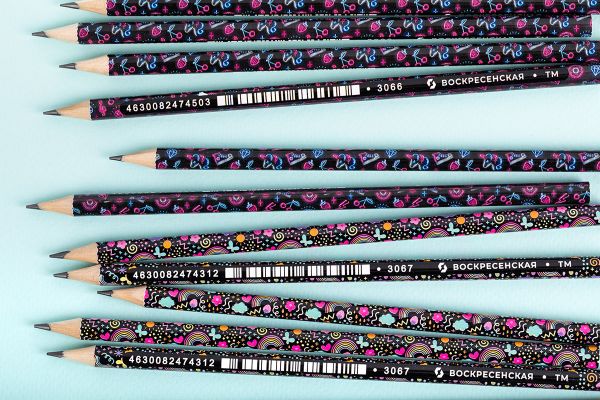 Карандаш чернографитный круглый заточенный ТМ (HB) 12 шт, 3067 Неоновая радуга, ВКФ PR-12Д