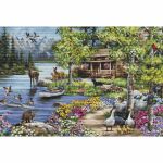 Набор для вышивания нитками Luca-S B2410, Дом Шале у озера, 51х34см