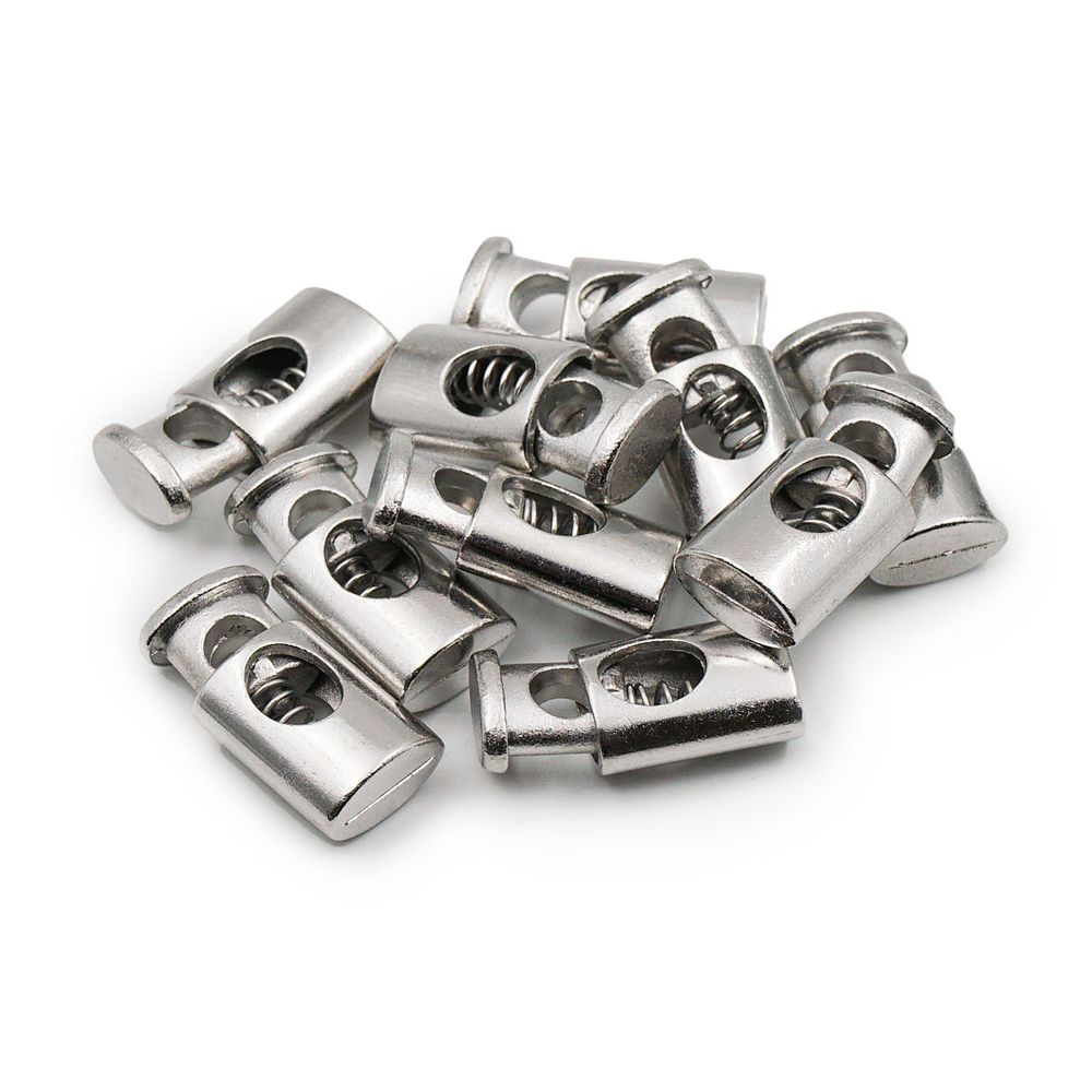 Фиксатор (зажим) для шнура металл 1 отв., 20х10 мм, (in ⌀4.5 мм), цв.серебро, 10 шт