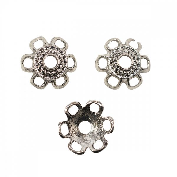 Шапочки для бусин цв. серебро 10мм, уп.50 шт