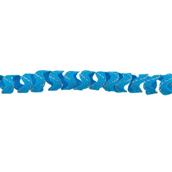 Тесьма отделочная зигзаг 9 мм, / 20 метров, голубой/под серебро, Blitz