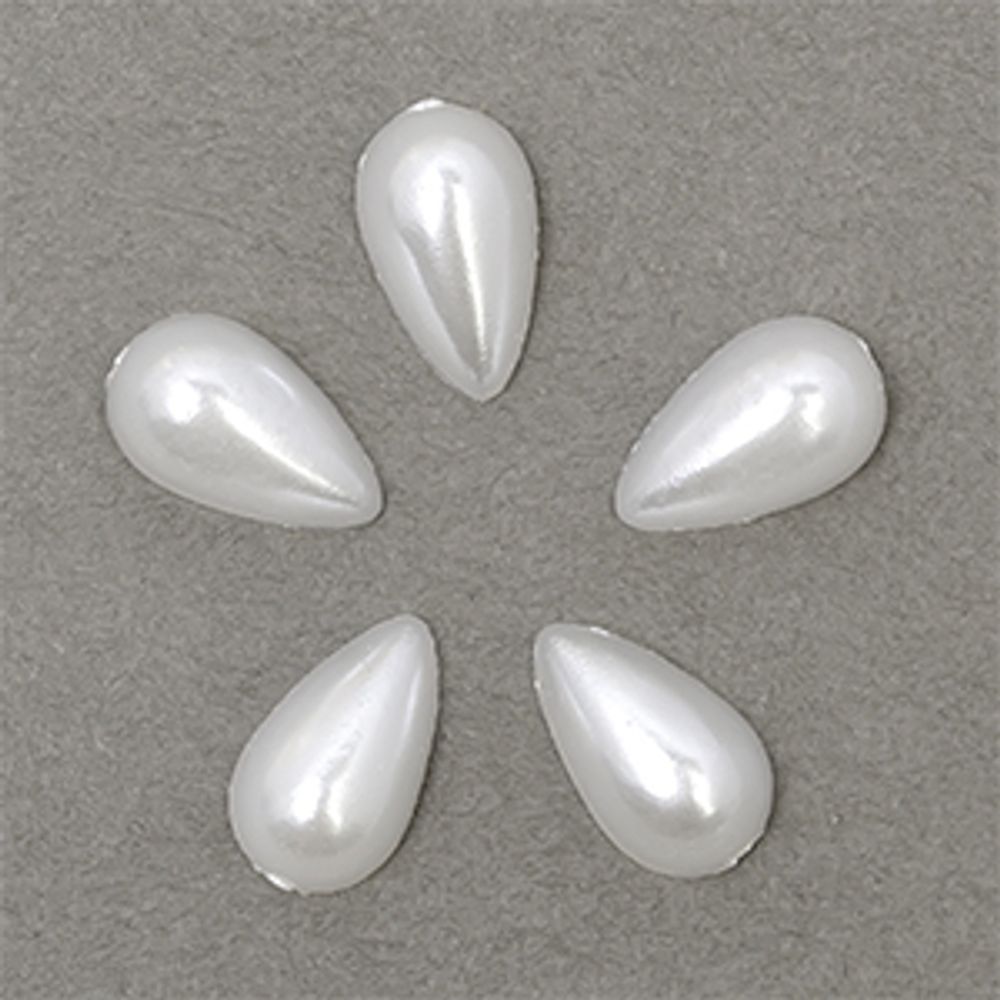 Полужемчужины пластик перламутр 6х10 мм, в форме Капли, цв. 41 белый, 20г, Magic4Hobby