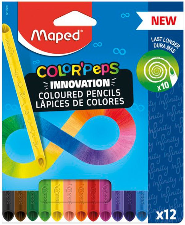 Карандаш цветной COLOR'PEPS INFINITY заточенный 12 цв, Maped 861600
