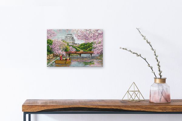 Алмазная (кристальная) мозаика Фрея ALPD-162, на подрамнике Весна в Замке Химэдзи, 40х30 см