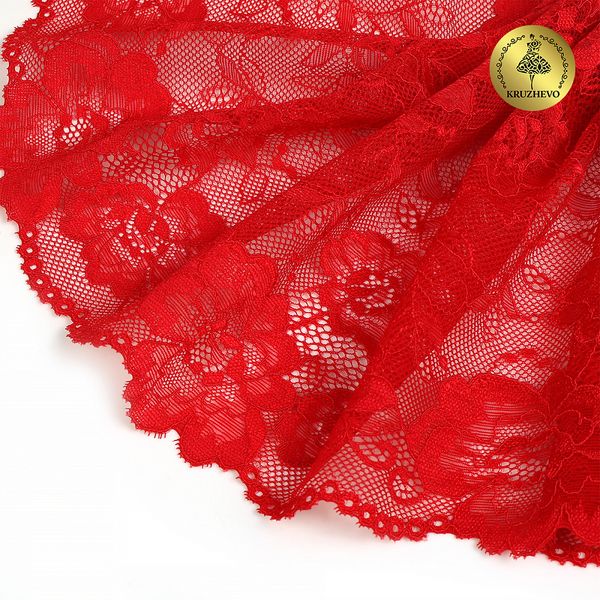 Кружево бельевое эластичное 190 мм / 10 м, 24, цв.красный, Kruzhevo