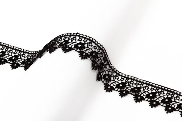 Кружево гипюр (плетёное) 43 мм / 8.8 м, черный, Gamma GGM-4301