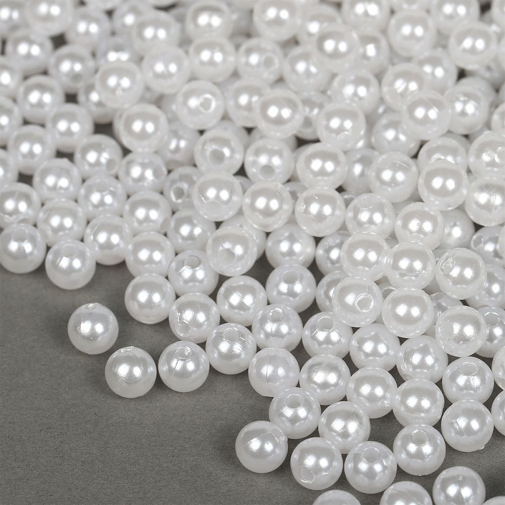 Бусины пластик (перламутр) ⌀6 мм, цв.033 белоснежный уп.50г (483 шт), Magic4Hobby