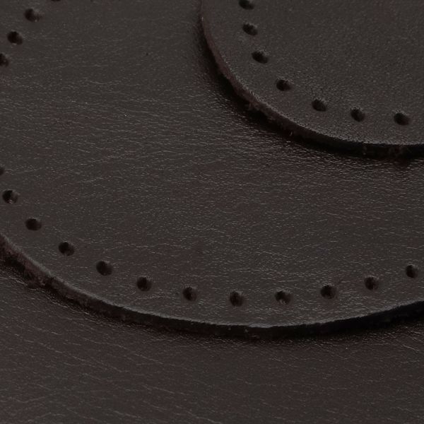 Набор заплаток пришивных из кожи, овал 4х5,5см, 6х8,2см, 8х10,9см, с перфорацией, 3 шт (03 темно-коричневый), 9404