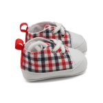 Кеды для кукол из ткани в клетку, размер по подошве 7,8смхвыс.4см, пара, цв.сине-красный