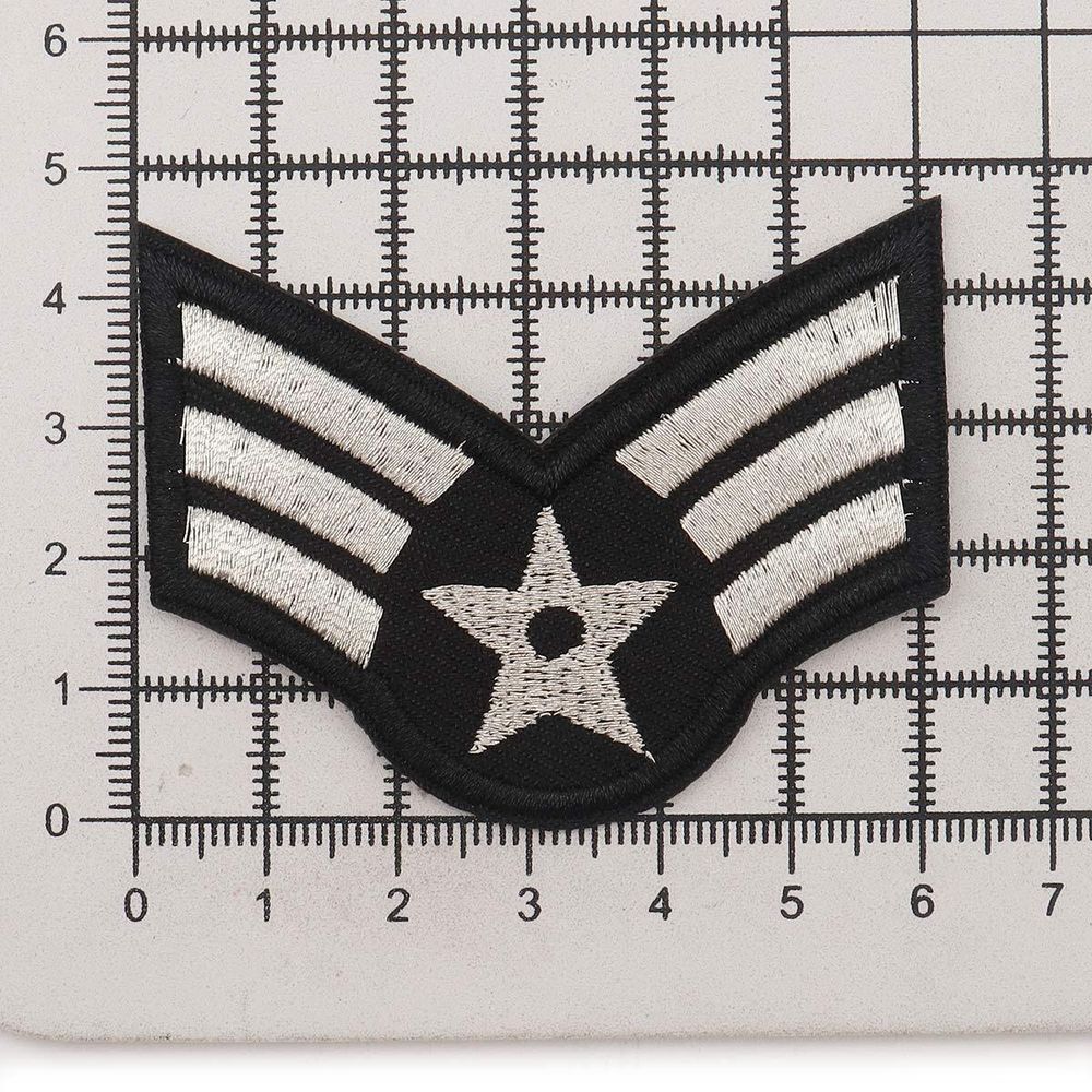 Термоаппликация Шеврон со звездой, 60х50 мм, серебристый, LA349