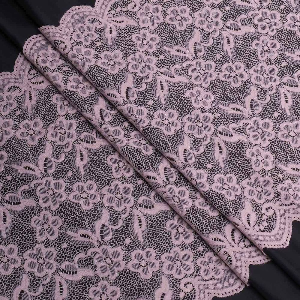 Кружево бельевое эластичное 400 мм / 3.4 метра, цвет пудровый