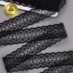 Кружево отделочное в стиле "трикотаж" 28 мм, диз. 925, цв.10 черный, уп. 27,4 м