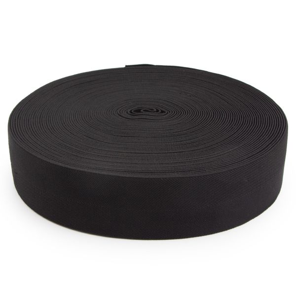 Резинка поясная 60.0 мм / 25 метров, тканая, 58 г/м, эластичность 155%, нейлон/лайкра, черный