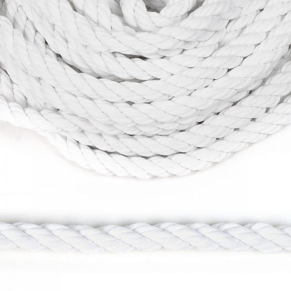 Канат крученый х/б ⌀10.0 мм / 10 метров, белый ХБК1-101/10