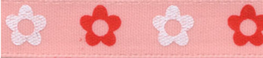 Лента атласная с рисунком 10 мм, 22.8 м, F18/068 цветочки/бл.-розовый, Gamma ALP-102