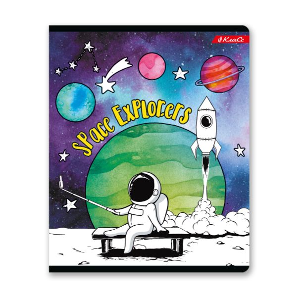 Тетрадь ученическая общая, A5+ 48 л. на скобе 65 г/м², белизна 100%, 10 шт, линия в термоусадочной пленке, 000321 Космос, Светоч 48ТСК5_1_3_2