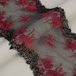 Кружево на сетке широкое 200 мм / 14±0.2 м, Турция, бордо, Gamma GCKM-200-01