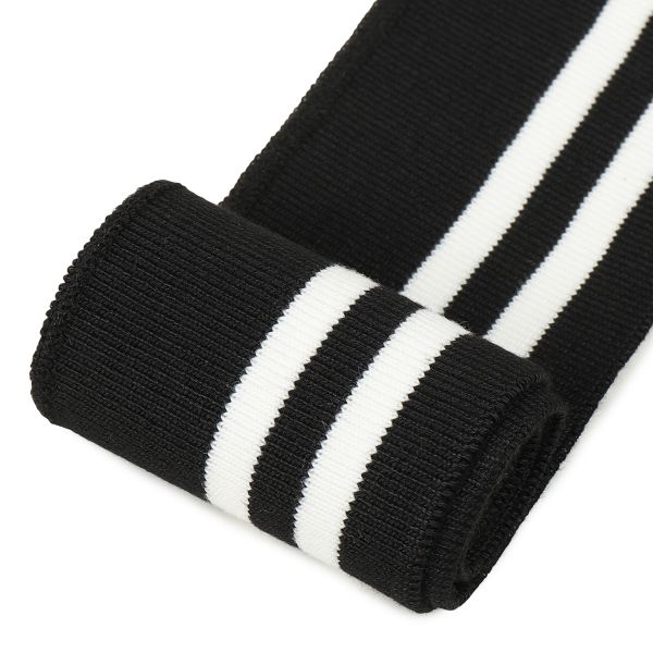 Подвяз (довяз) трикотажный 6.0х80 см, черный с белыми полосами, 100% п/э, 5 штук