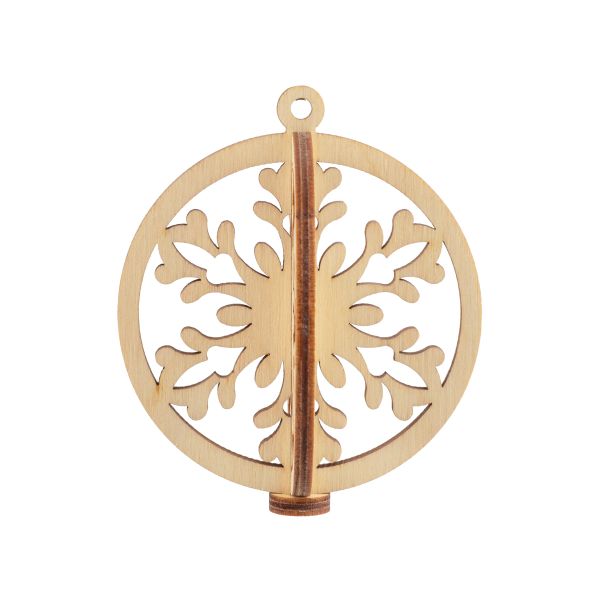 Заготовка из фанеры Подвеска объемная Шар ⌀7 см, толщ. 0.3 см, 2 снежинка, Mr.Carving, КЛ-44