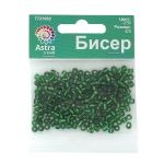 Бисер Astra&Craft 6/0 (4.1 мм), 150 г (10х15 г), цв. 27В зеленый/прозр.серебрист.центр