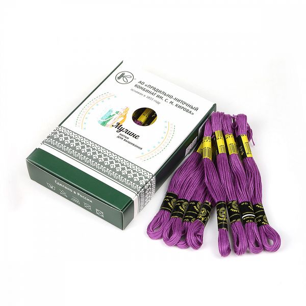 Мулине ПНК им.Кирова цв.1710 т.сиреневый, 24 мотка по 8 метров