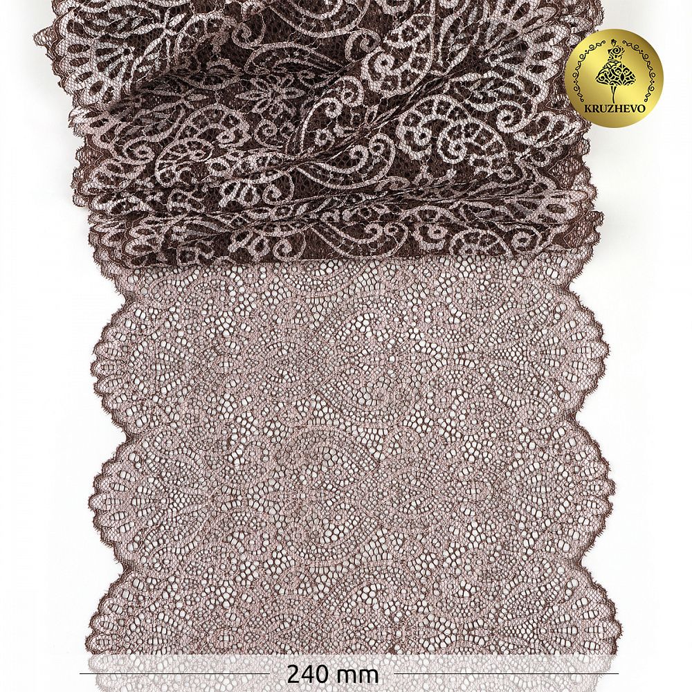 Кружево бельевое эластичное 240 мм / 25 м, TY.40992, цв.бежевый, Kruzhevo