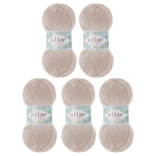 Пряжа Alize (Ализе) Happy Baby New / уп.5 мот. по 100 г, 320м, 599 слоновая кость