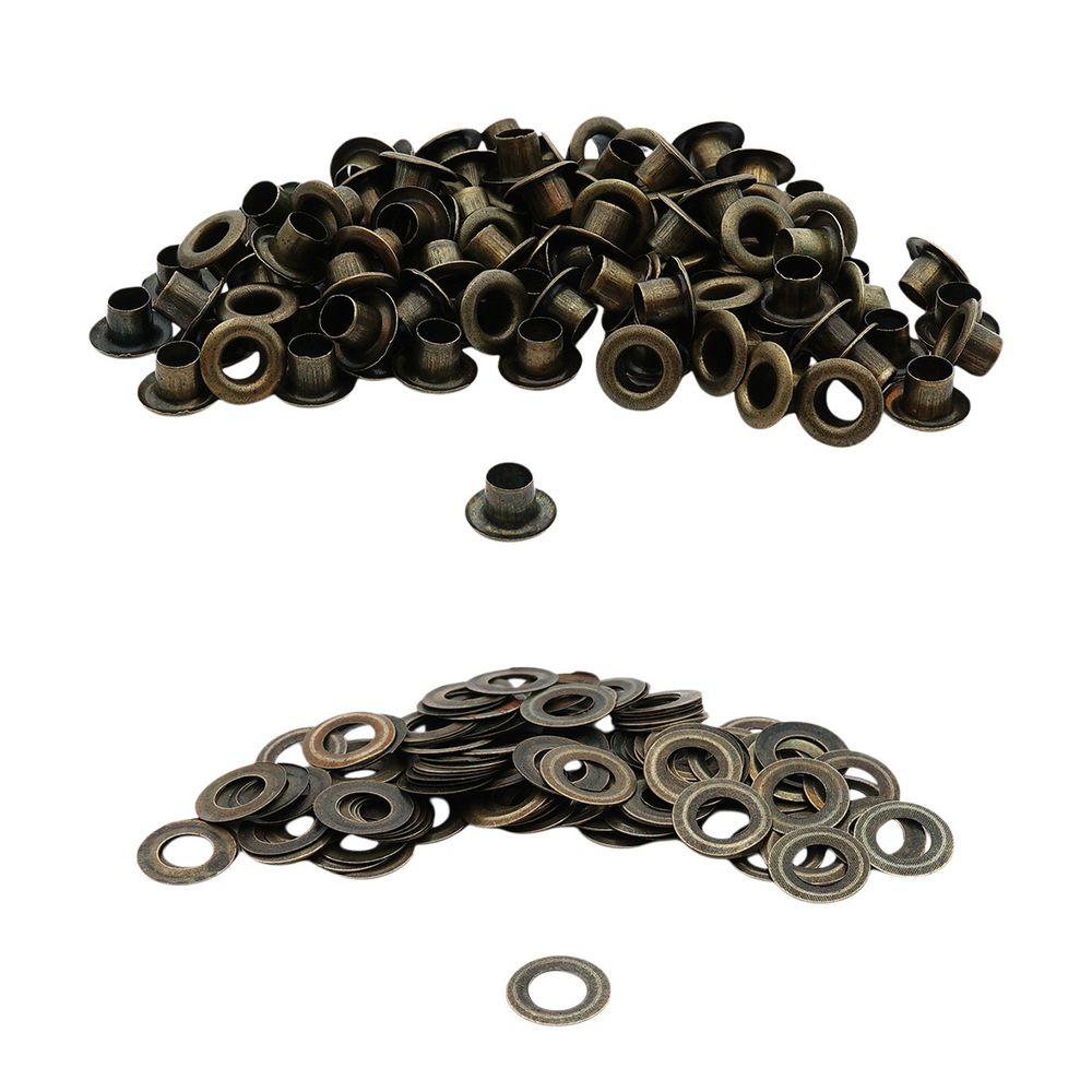 Люверсы металл ⌀_4.87 мм (внутр.), h5.66 мм (внутр.), вн. ⌀9.9 мм (внутр.), №3, сталь, антик, 100 шт, New Star