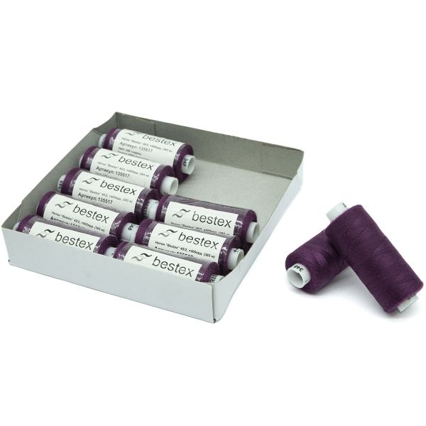 Нитки швейные бытовые Bestex 40/2, 365 м (400 ярд) / 10 кат., 348 ежевичное вино
